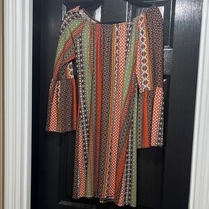 Elegant Long Sleeve Patterned Dress